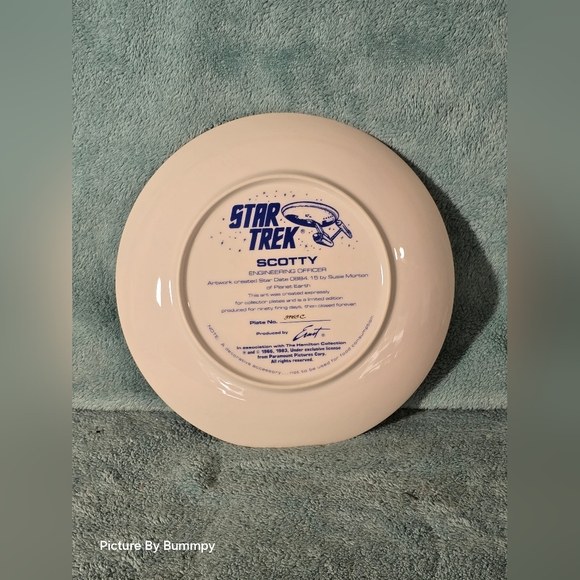 Vintage  Star Trek Hamilton Scotty Engineering Officer Plate In Original Box - Picture 3 of 7